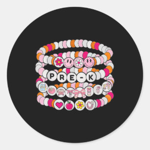 Pegatina Redonda Pulsera preescolar para maestros de regreso a clas