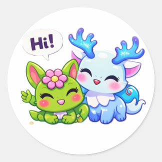 Pegatina Redonda Pulspunkys Kawaii Fantasy Creature Sticker