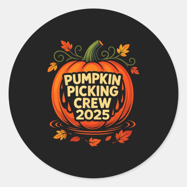 Pegatina Redonda Pumpkin Cking Crew 2025 Halloween Pumpkin Crew  (Anverso)