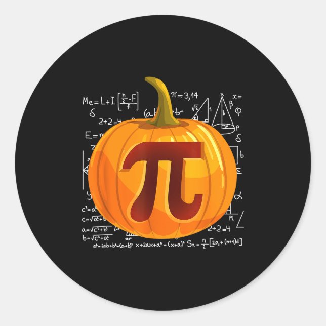 Pegatina Redonda Pumpkin E Math Shirt Funny Halloween Thanksgiving  (Anverso)