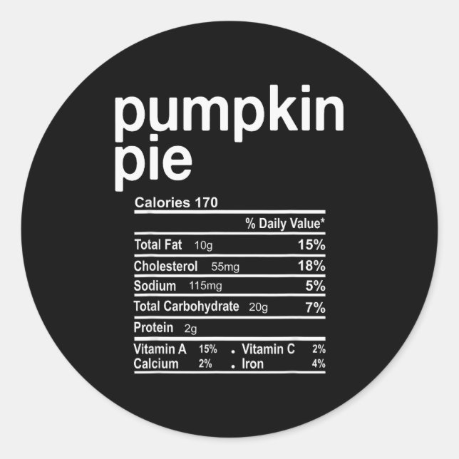 Pegatina Redonda Pumpkin E Nutrition Facts Funny Thanksgiving Chris (Anverso)