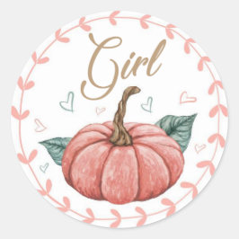 Pegatina Redonda Pumpkin Gender Team Girl Reveal Stickers