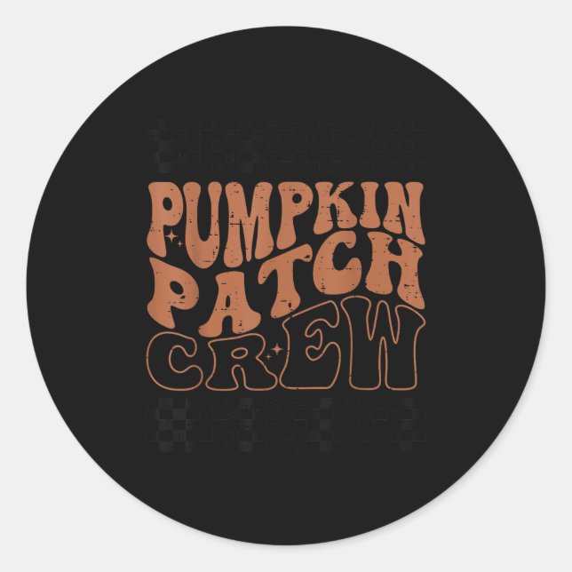 Pegatina Redonda Pumpkin Patch Crew Halloween Pumpkin Patch Fall Fa (Anverso)