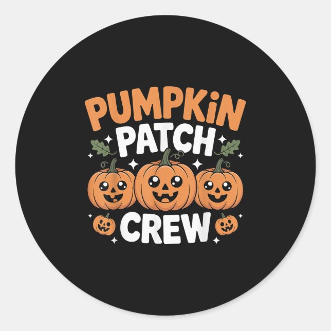 Pegatina Redonda Pumpkin Patch Crew Matching Family Fall Autumn  (Anverso)