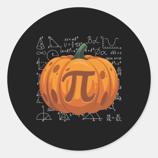 Pegatina Redonda Pumpkin Pie Math Funny Halloween Acción de Gracias (Anverso)