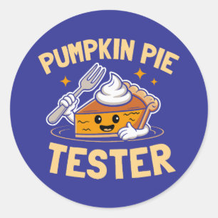 Pegatina Redonda Pumpkin Pie Tester Acción de Gracias