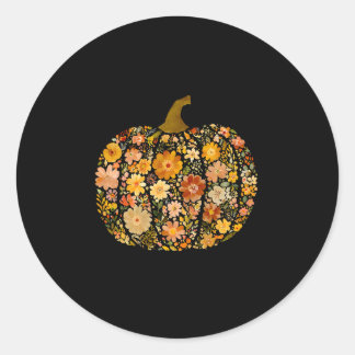Pegatina Redonda Pumpkin Season Floral Thanksgiving Autumn Fall Y'a