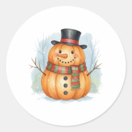 Pegatina Redonda Pumpkin snowman