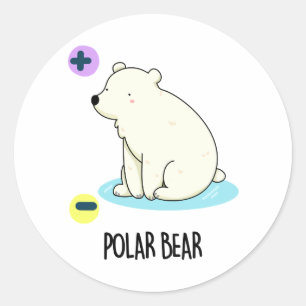 Pegatina Redonda Pun científico divertidísimo del oso polar