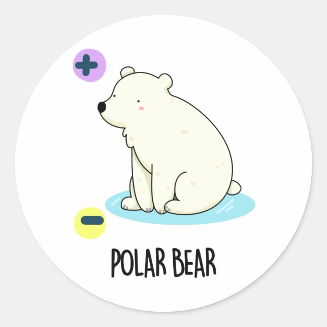 Pegatina Redonda Pun científico divertidísimo del oso polar (Anverso)