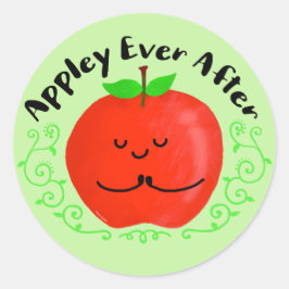 Pegatina Redonda Pun de Apple positivo - Appley siempre después
