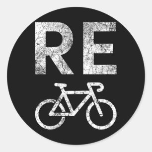 Pegatina Redonda Pun de bicicleta de reciclaje del Día de la Tierra
