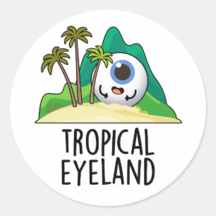 Pegatina Redonda Pun de Isla Funny Tropical Eye-land