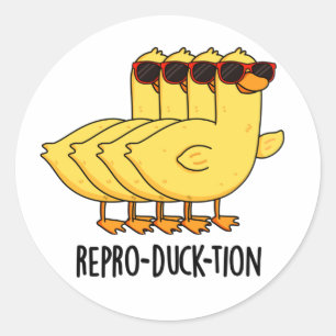 Pegatina Redonda Pun de pato animal divertido para repro-duck-tion