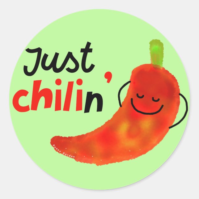Pegatina Redonda Pun de pimienta chile positivo - Solo Chilin (Anverso)