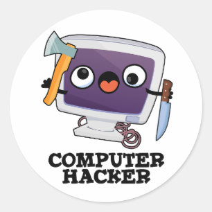 Pegatina Redonda Pun de tecnología divertida para hackers de comput