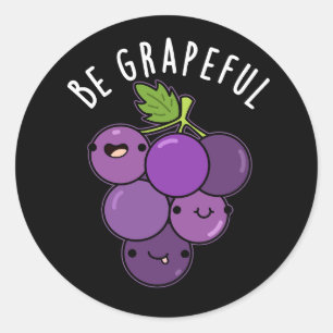 Pegatina Redonda Pun de uva Grapeful Positive Dark BG