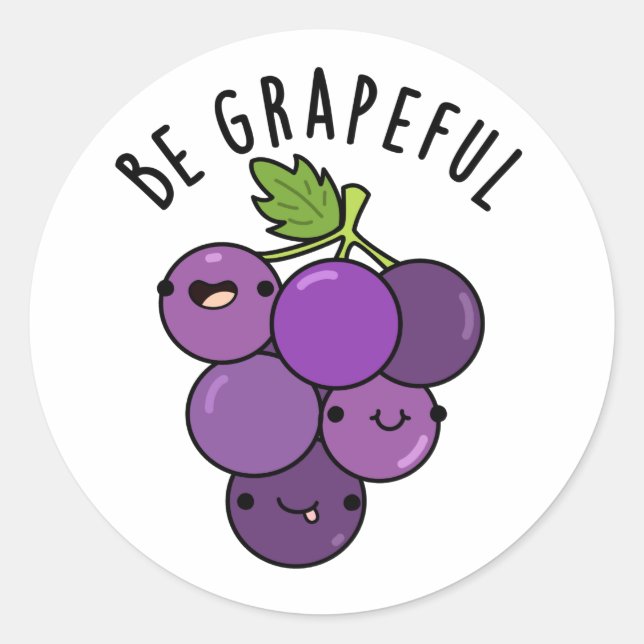 Pegatina Redonda Pun de uva Grapeful positivo (Anverso)