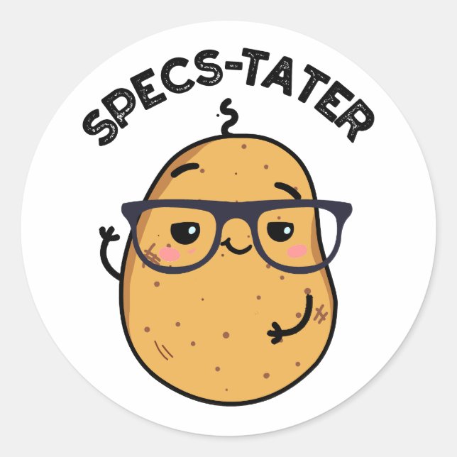 Pegatina Redonda Pun del Espectáculo de Patata Graciosa de Specs (Anverso)