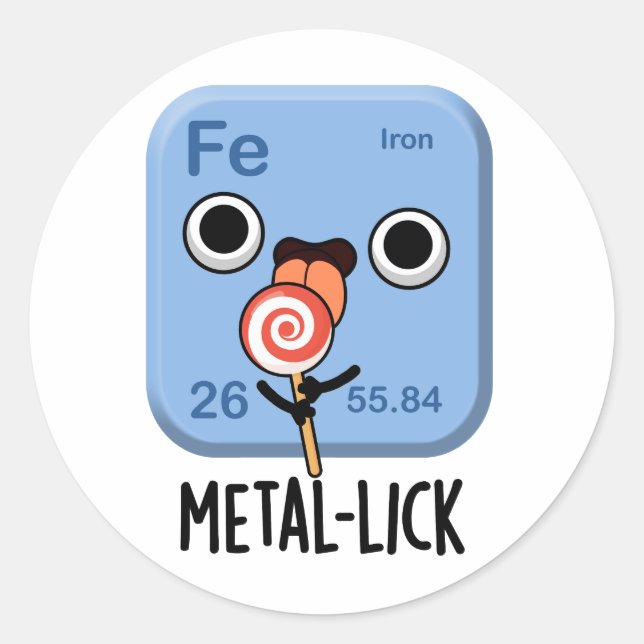Pegatina Redonda Pun Metalizado de Química Funny de lick metalizado (Anverso)