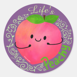 Pegatina Redonda Pun Peach Positivo - Peachy