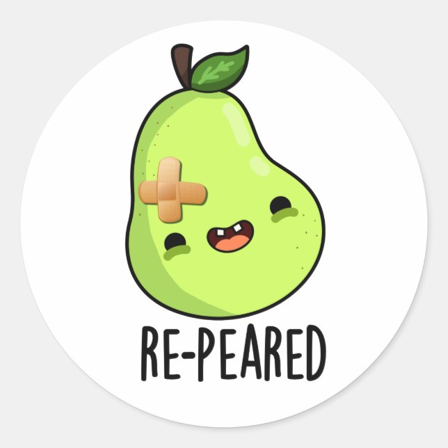 Pegatina Redonda Pun Pear Fruit Funny Re-Pearado (Anverso)