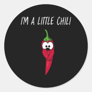 Pegatina Redonda Pun, Soy Un Pequeño Chili Por Pimienta.