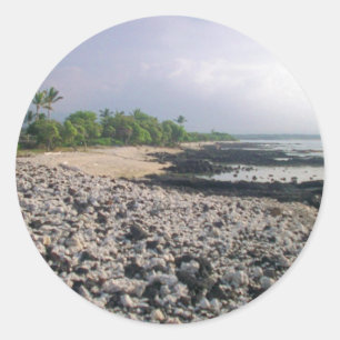 Pegatina Redonda Punalu'u Black Sand Beach Hawaii Big Island
