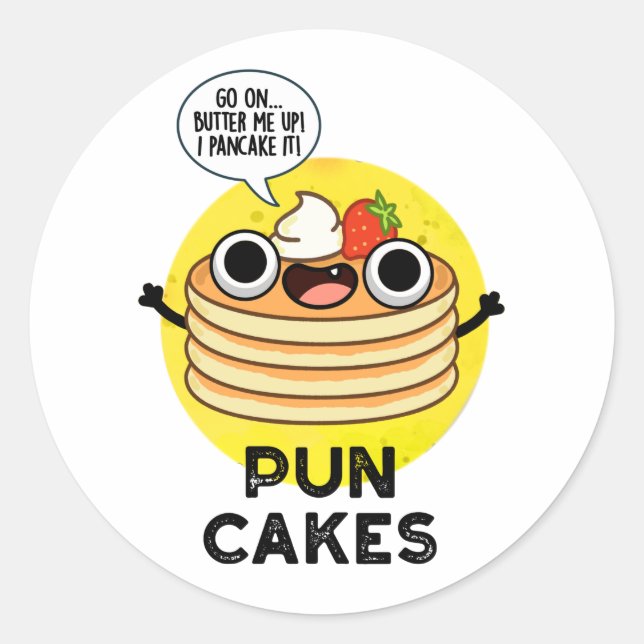 Pegatina Redonda Puncakes Funny Pancake Pun (Anverso)
