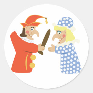 Pegatina Redonda Punch y Judy