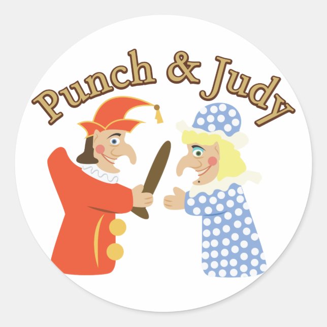 Pegatina Redonda Punch y Judy (Anverso)