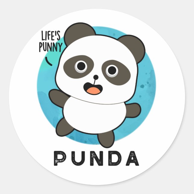 Pegatina Redonda Punda Graciosa Animal Panda Pun (Anverso)