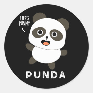 Pegatina Redonda Punda Graciosa Animal Panda Pun Dark BG