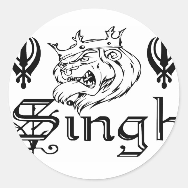 Pegatina Redonda Punjabi Khanda Sikh Khalsa Merchandise (Anverso)