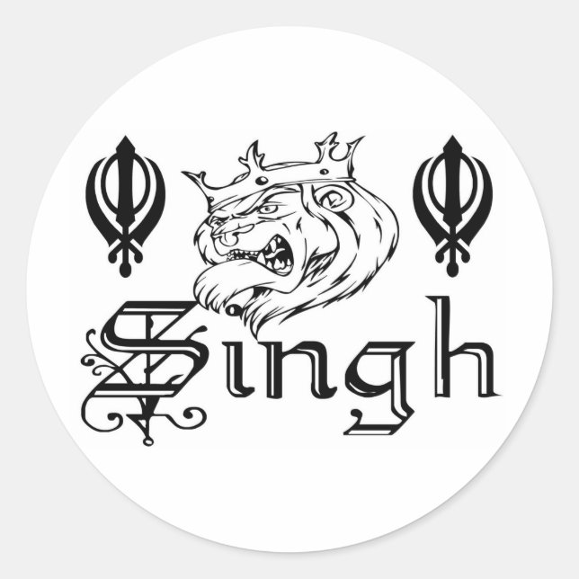 Pegatina Redonda Punjabi Khanda Sikh Khalsa Merchandise (Anverso)