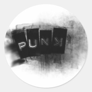 Pegatina Redonda Punk blanco y negro