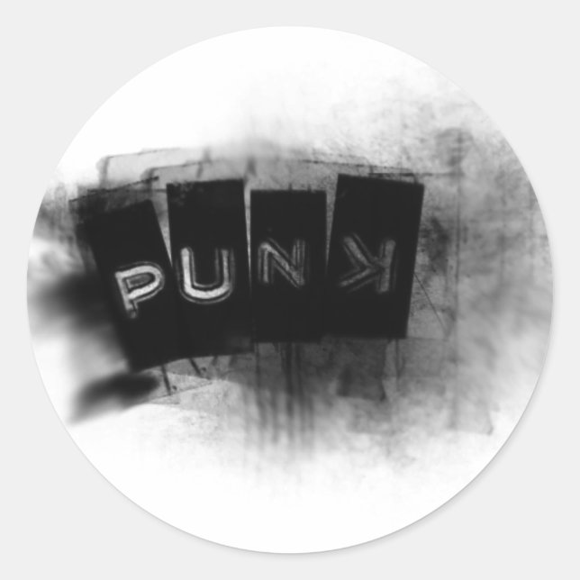 Pegatina Redonda Punk blanco y negro (Anverso)