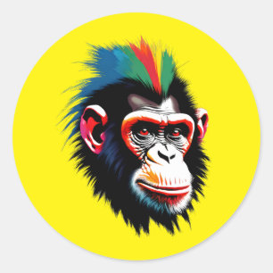 Pegatina Redonda Punk Chimp