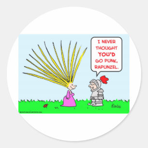Pegatina Redonda punk rapunzel cabello