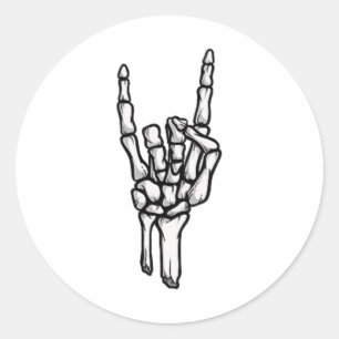 Pegatina Redonda Punk Rock Skeleton Guay Rocker Halloween Halloween