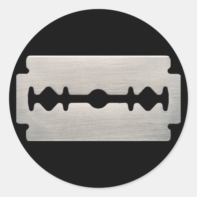 PEGATINA REDONDA PUNK ROCKER RAZOR BLADE (Anverso)