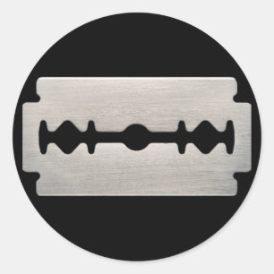 PEGATINA REDONDA PUNK ROCKER RAZOR BLADE