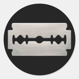 PEGATINA REDONDA PUNK ROCKER RAZOR BLADE
