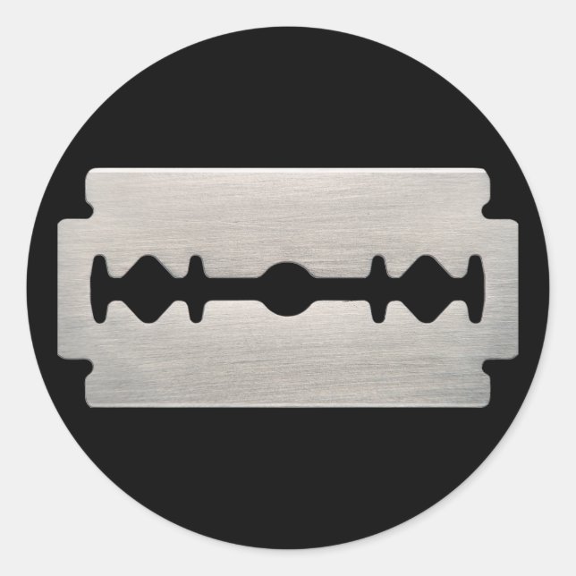 PEGATINA REDONDA PUNK ROCKER RAZOR BLADE (Anverso)