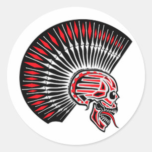 Pegatina Redonda Punk Rocker Skull Tattoo