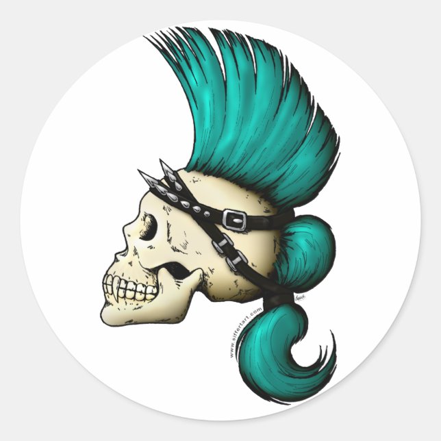 Pegatina Redonda Punk Skull (Anverso)