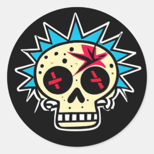 PEGATINA REDONDA 'PUNK SKULL'