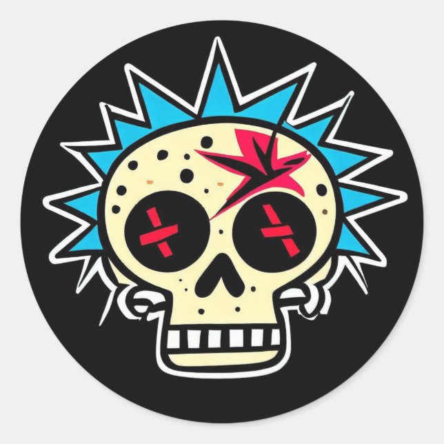 PEGATINA REDONDA 'PUNK SKULL' (Anverso)