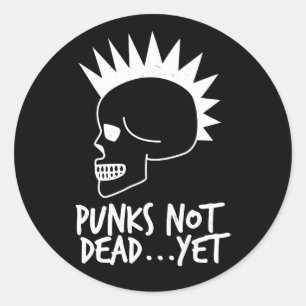 Pegatina Redonda Punks no muertos... y aun así blanco cráneo