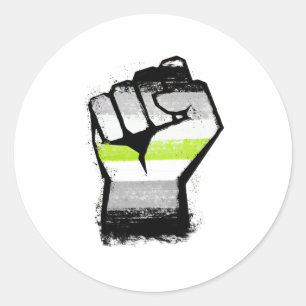 Pegatina Redonda Puño de protesta agénero